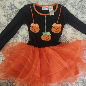 Blueberi Boulevard Black and Orange Pumpkin Tutu Dress